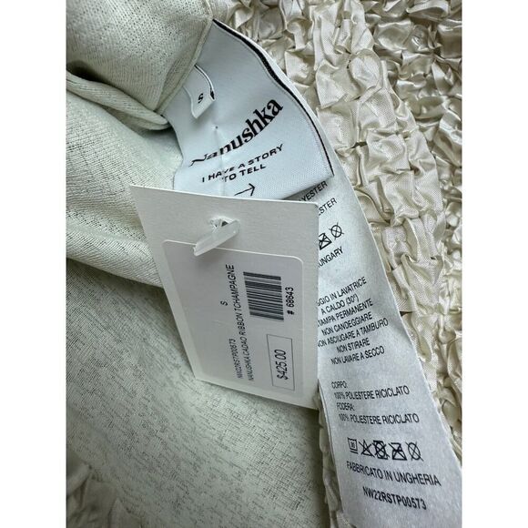 Nanushka Cadao Dribbled Ribbon Top in Ivory Champagne NWT Sz. S - Picture 5 of 7